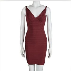 Herve Ledger Bandage Dress in Maroon Size XXS